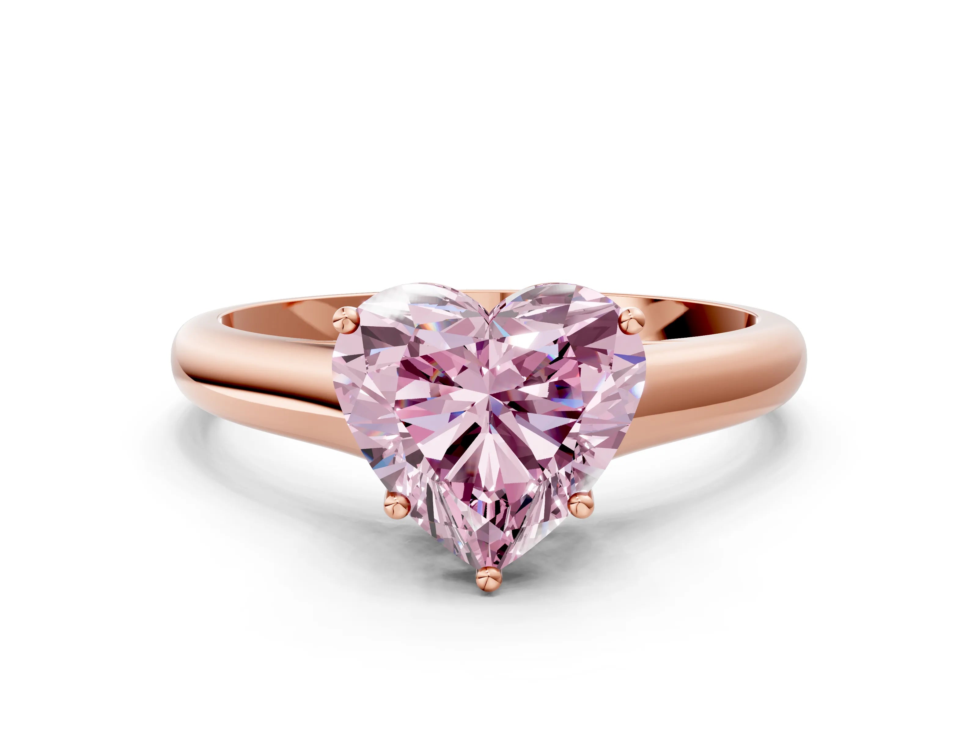 Rose gold Fancy Pink Heart Cut Solitaire Engagement Ring with Tapered Band and Four-Prong Setting_3