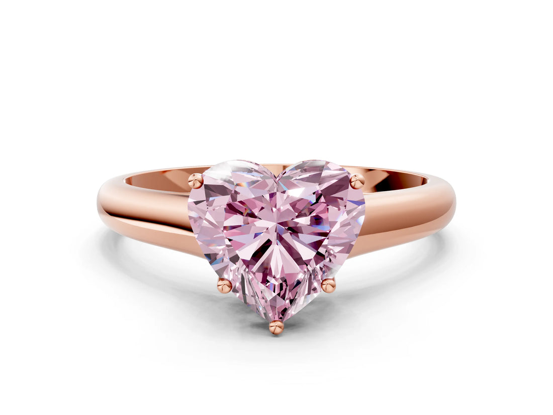Rose gold Fancy Pink Heart Cut Solitaire Engagement Ring with Tapered Band and Four-Prong Setting_3
