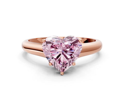 Rose gold Fancy Pink Heart Cut Solitaire Engagement Ring with Tapered Band and Four-Prong Setting_3