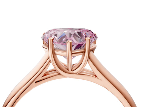 Rose gold Fancy Pink Heart Cut Solitaire Engagement Ring with Tapered Band and Four-Prong Setting_7
