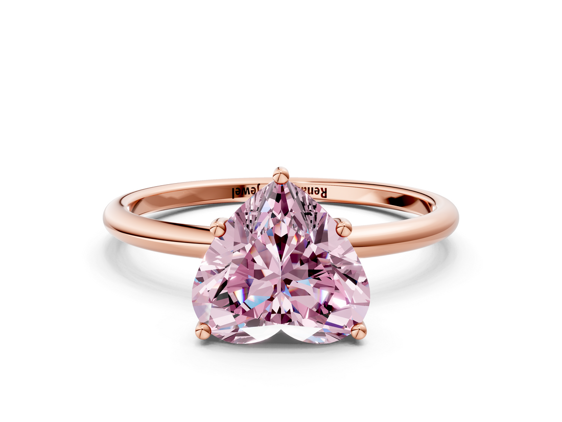 Rose gold Fancy Pink Heart  Cut Solitaire Engagement Ring with Thin Band and Four-Prong Setting_3