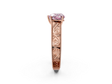 Rose gold Fancy Pink Heart  Cut Solitaire Engraved Band with Four-Prong Setting_64
