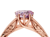 Rose gold Fancy Pink Heart  Cut Solitaire Engraved Band with Four-Prong Setting_66