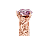 Rose gold Fancy Pink Heart  Cut Solitaire Engraved Band with Four-Prong Setting_67