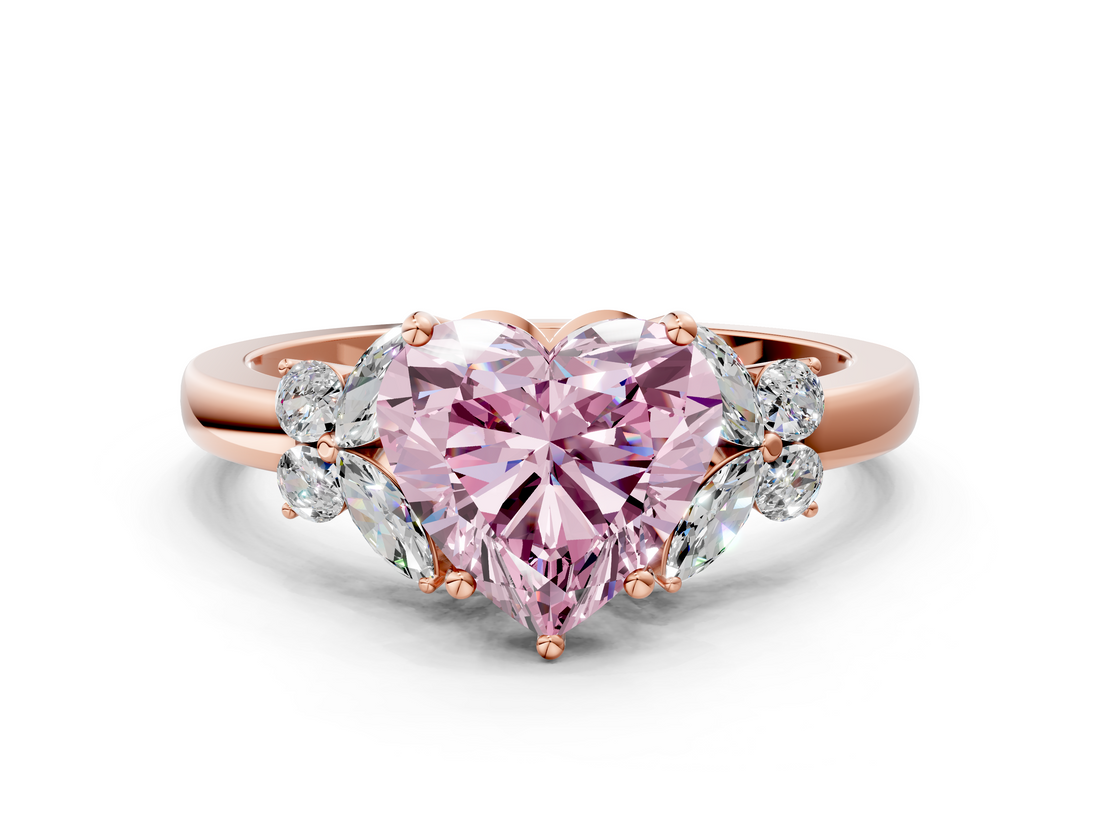 Rose gold Fancy Pink Heart  Cut Solitaire Floral Diamond Ring with Four-Prong Setting_36