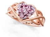 Rose gold Fancy Pink Heart Cut Solitaire Intertwined Band Prong Setting Ring_1