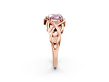 Rose gold Fancy Pink Heart Cut Solitaire Intertwined Band Prong Setting Ring_2
