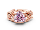 Rose gold Fancy Pink Heart Cut Solitaire Leaf-Inspired Engagement Ring with Prong Setting_12