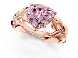Rose gold Fancy Pink Heart Cut Solitaire Leaf-Inspired Engagement Ring with Prong Setting_13