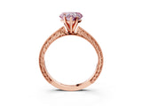 Rose gold Fancy Pink Heart Cut Solitaire Milgrain Engraved Band with Four-Prong Setting_3