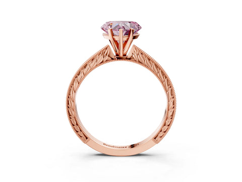 Rose gold Fancy Pink Heart Cut Solitaire Milgrain Engraved Band with Four-Prong Setting_3