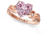 Rose gold Fancy Pink Heart Cut Solitaire Milgrain Leaf Band with Prong Setting_1