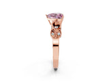 Rose gold Fancy Pink Heart Cut Solitaire Milgrain Leaf Band with Prong Setting_2