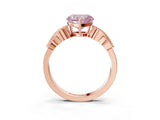Rose gold Fancy Pink Heart Cut Solitaire Milgrain Leaf Band with Prong Setting_3