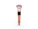 Rose gold Fancy Pink Heart Cut Solitaire Princess Side Stone Engraved Band Prong Setting Ring_2