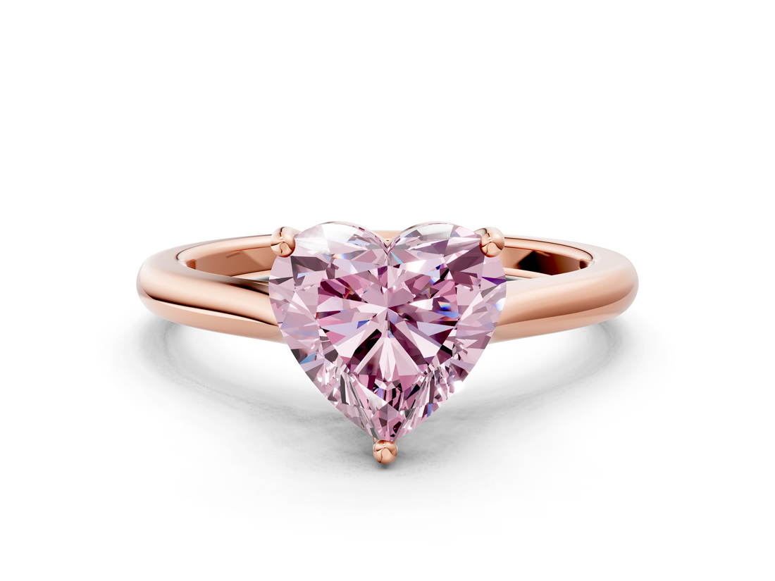 Rose gold Fancy Pink Heart  Cut Solitaire Ring with Cathedral Band and Four-Prong Setting_75