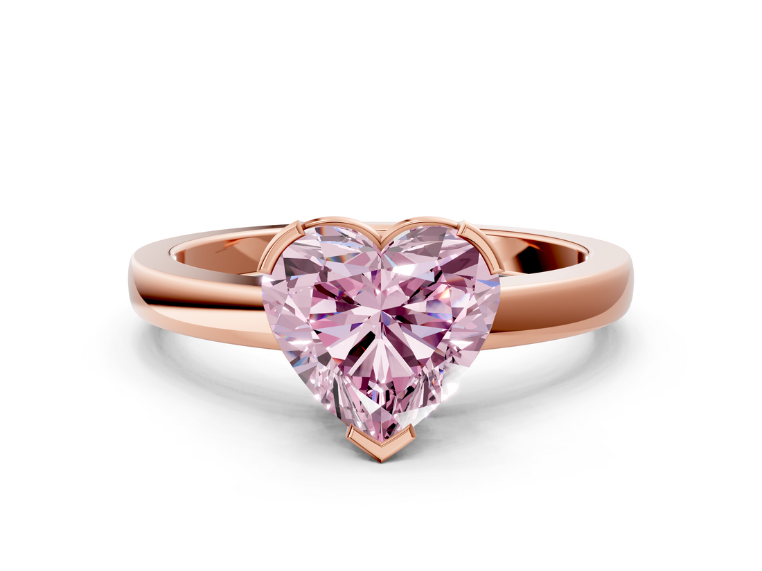 Rose gold Fancy Pink Heart  Cut Solitaire Ring with Four-Prong Setting and Classic Band_60