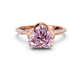 Rose gold Fancy Pink Heart Cut Solitaire Split Shank Pave Diamond Engagement Ring with Four-Prong Setting