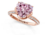 Rose gold Fancy Pink Heart Cut Solitaire Split Shank Pave Diamond Engagement Ring with Four-Prong Setting_1