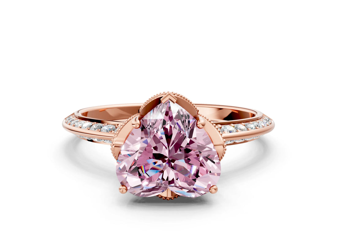 Rose gold Fancy Pink Heart Cut Solitaire Split Shank Pave Diamond Engagement Ring with Four-Prong Setting_24