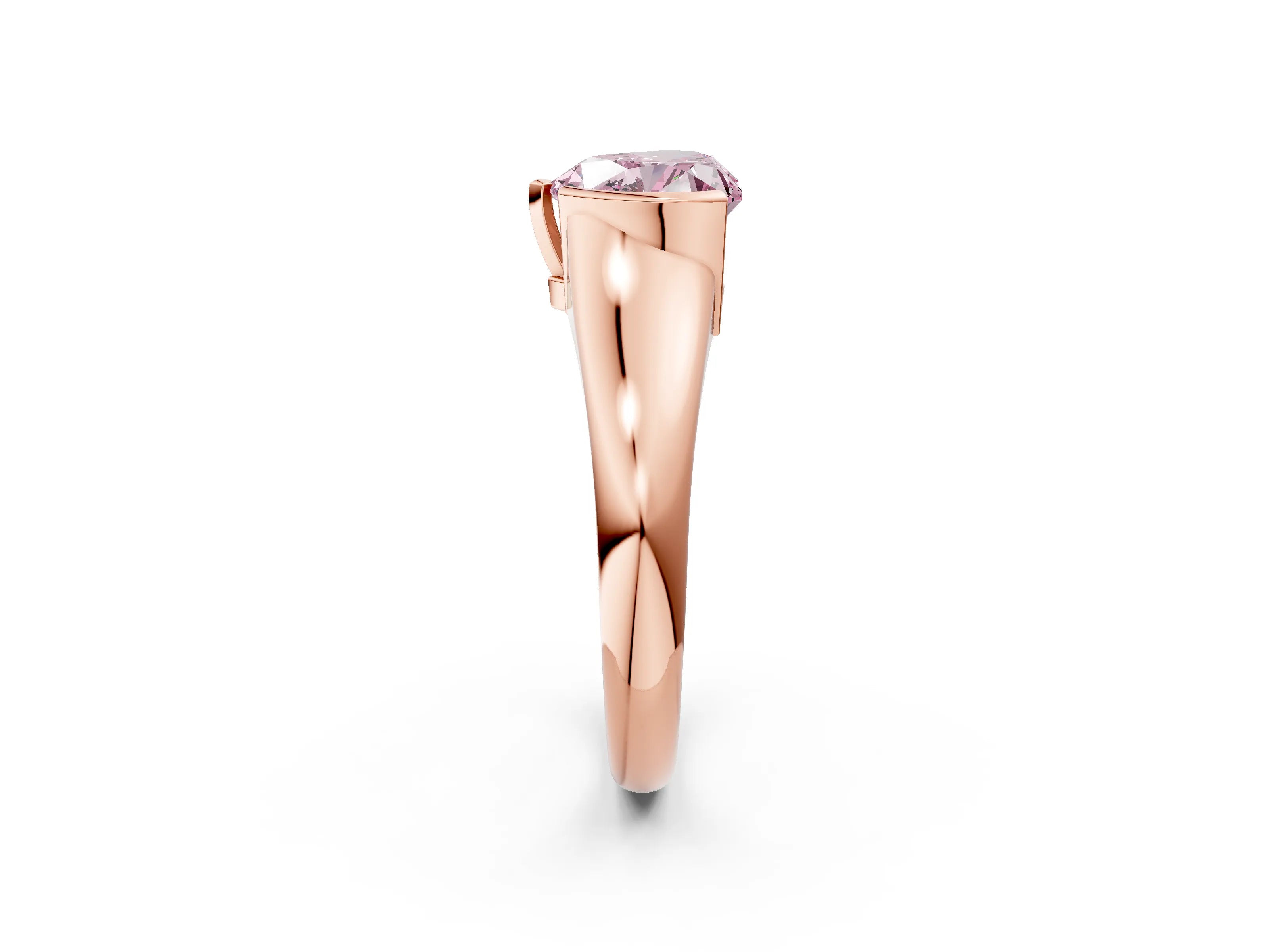 Rose gold Fancy Pink Heart Cut Solitaire Tension Set Diamond Ring with Split Shank Band_2