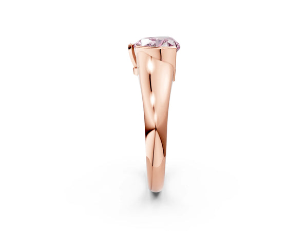 Rose gold Fancy Pink Heart Cut Solitaire Tension Set Diamond Ring with Split Shank Band