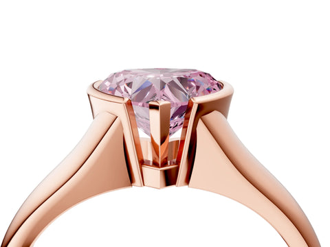 Rose gold Fancy Pink Heart Cut Solitaire Tension Set Diamond Ring with Split Shank Band_4