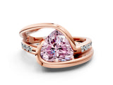 Rose gold Fancy Pink Heart Cut Solitaire Tension-Set Diamond Split Shank Ring