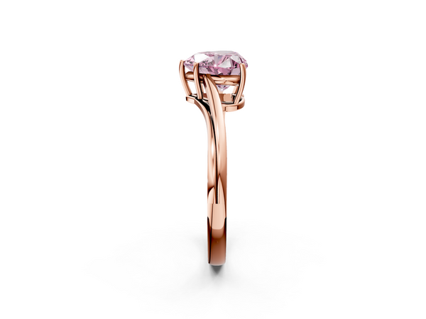 Rose gold Fancy Pink Heart  Cut Solitaire Twist Band Ring with Four-Prong Setting