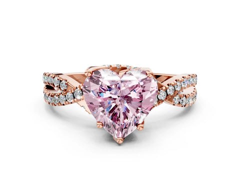 Rose gold Fancy Pink Heart Cut Solitaire Twist Pave Diamond Engagement Ring with Prong Setting_24
