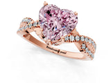 Rose gold Fancy Pink Heart Cut Solitaire Twist Pave Diamond Engagement Ring with Prong Setting_25