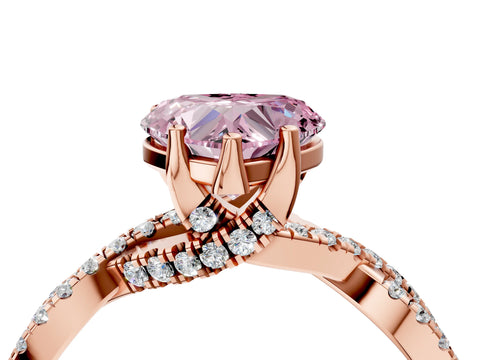 Rose gold Fancy Pink Heart Cut Solitaire Twist Pave Diamond Engagement Ring with Prong Setting_28