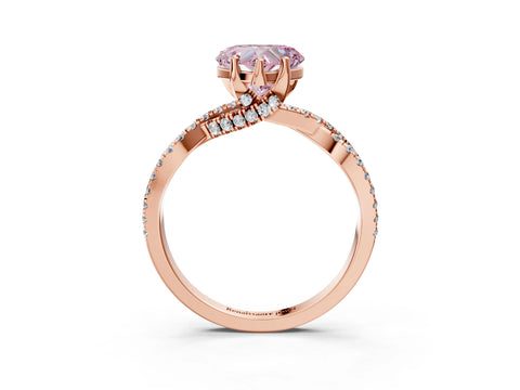 Rose gold Fancy Pink Heart Cut Solitaire Twist Pave Diamond Engagement Ring with Prong Setting_3