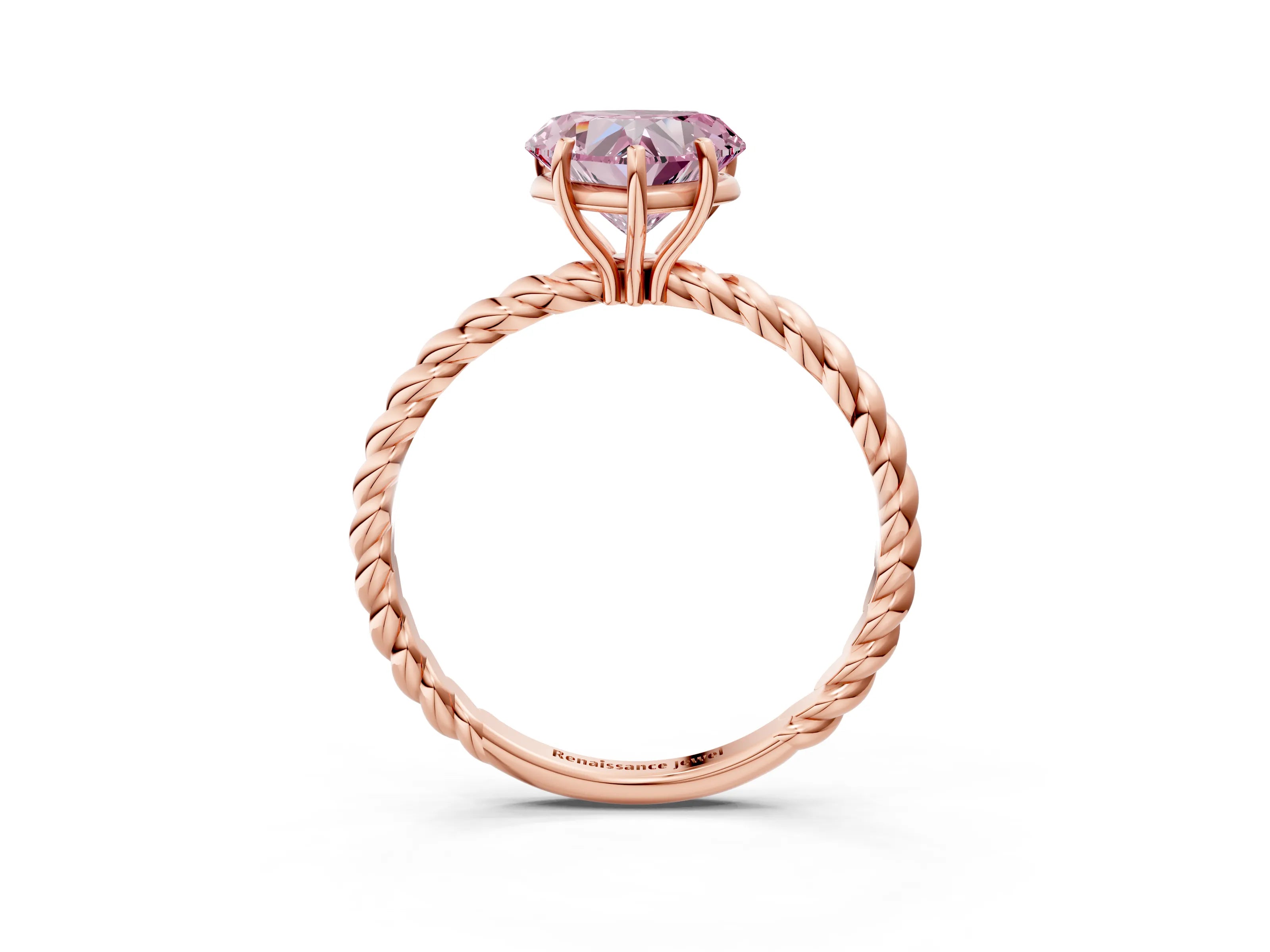 Rose gold Fancy Pink Heart Cut Solitaire Twisted Band 4-Prong Ring_3