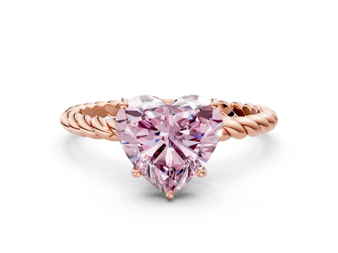 Rose gold Fancy Pink Heart Cut Solitaire Twisted Band 4-Prong Ring