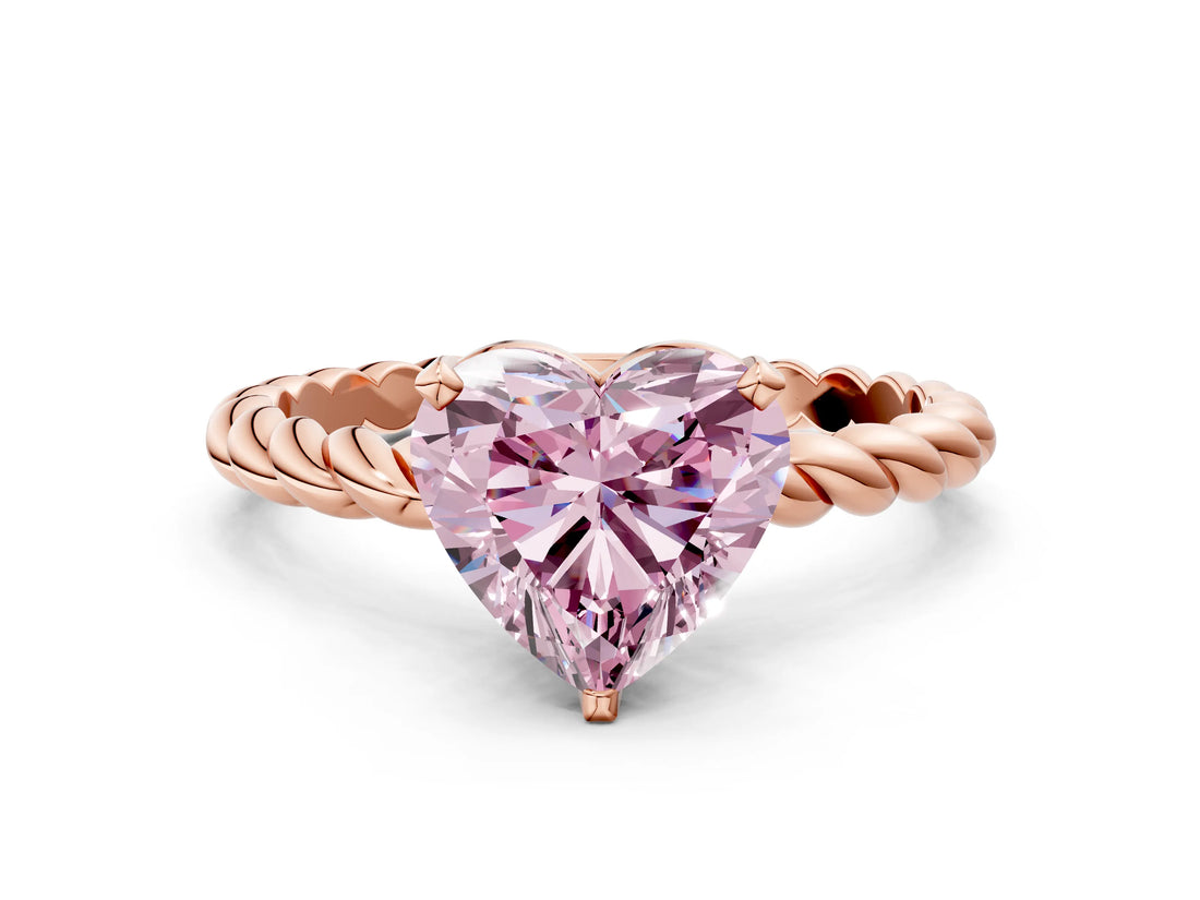 Rose gold Fancy Pink Heart  Cut Solitaire Twisted Band with Four-Prong Setting_110