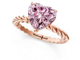 Rose gold Fancy Pink Heart  Cut Solitaire Twisted Band with Four-Prong Setting_111
