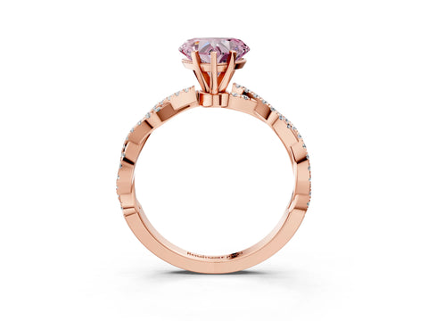 Rose gold Fancy Pink Heart Cut Solitaire Twisted Pave Band with Four-Prong Setting_6