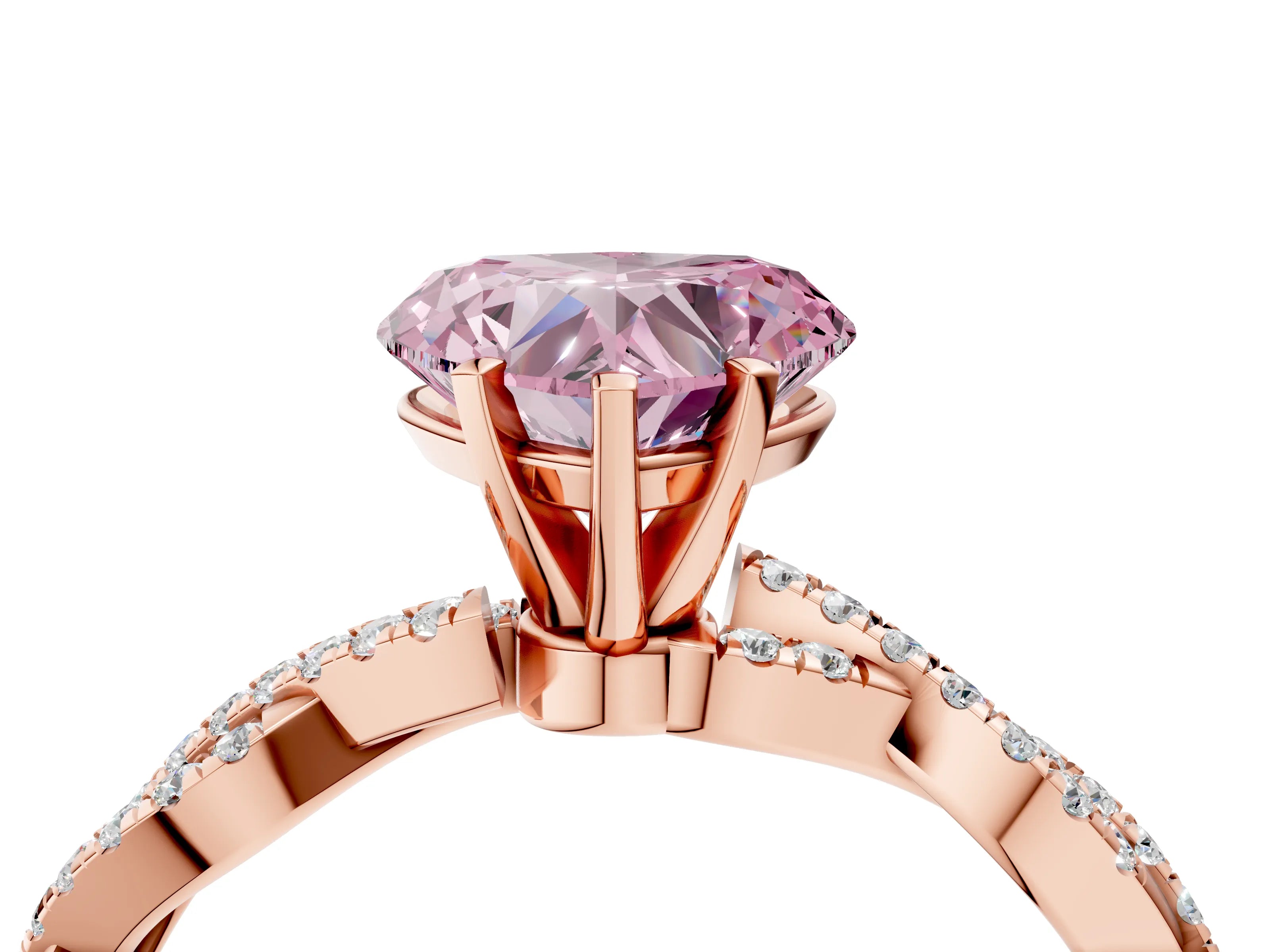 Rose gold Fancy Pink Heart Cut Solitaire Twisted Pave Band with Four-Prong Setting_7