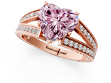 Rose gold Fancy Pink Heart  Cut Split Shank Pave Diamond Ring with Four-Prong Setting_42