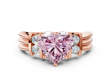 Rose gold Fancy Pink Heart  Cut Three-Stone Channel Set Ring with Bar Prongs_28