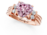 Rose gold Fancy Pink Heart  Cut Three-Stone Channel Set Ring with Bar Prongs_29