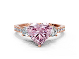 Rose gold Fancy Pink Heart  Cut Three-Stone Diamond Pavé Band with Prong Setting_17