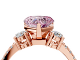 Rose gold Fancy Pink Heart  Cut Three-Stone Diamond Pavé Band with Prong Setting_21