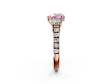 Rose gold Fancy Pink Heart  Cut Three-Stone Diamond Pave Band with Prong Setting_39