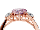 Rose gold Fancy Pink Heart  Cut Three-Stone Diamond Pave Band with Prong Setting_41
