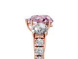 Rose gold Fancy Pink Heart  Cut Three-Stone Diamond Pave Band with Prong Setting_42