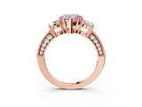 Rose gold Fancy Pink Heart Cut Three-Stone Diamond Ring with Pavé Band and Four-Prong Setting_3