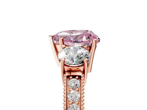 Rose gold Fancy Pink Heart Cut Three-Stone Diamond Ring with Pavé Band and Four-Prong Setting_5