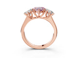 Rose gold Fancy Pink Heart Cut Three-Stone Diamond Ring with Prong Setting on a Classic Band_15